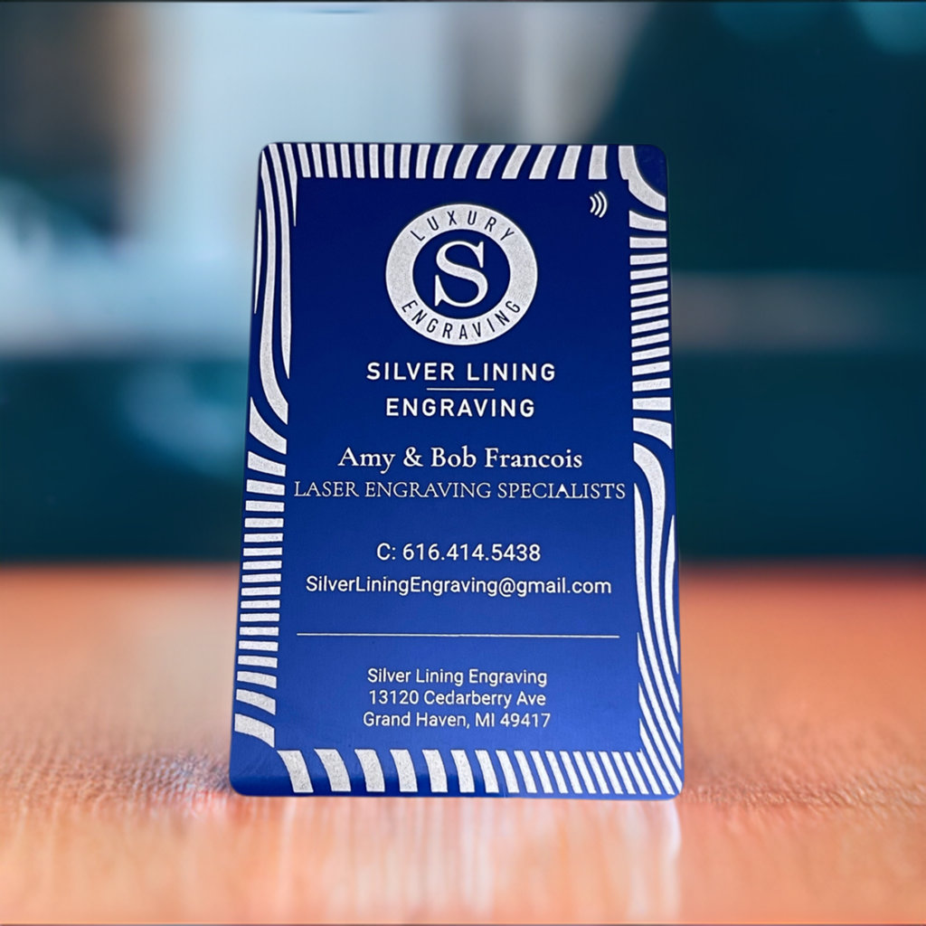 Laser engraved NFC and QR code aluminum business card