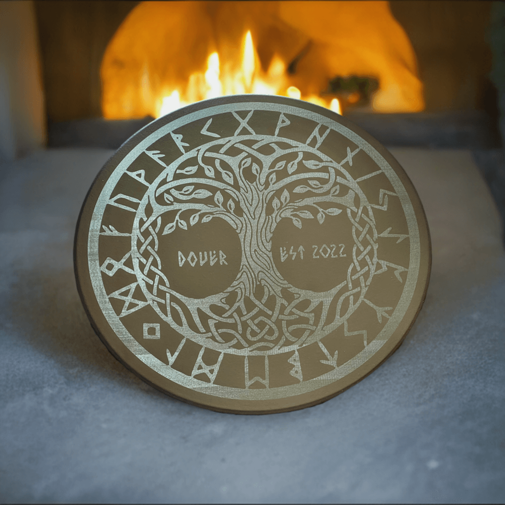 Custom laser engraved black cordierite pizza stone