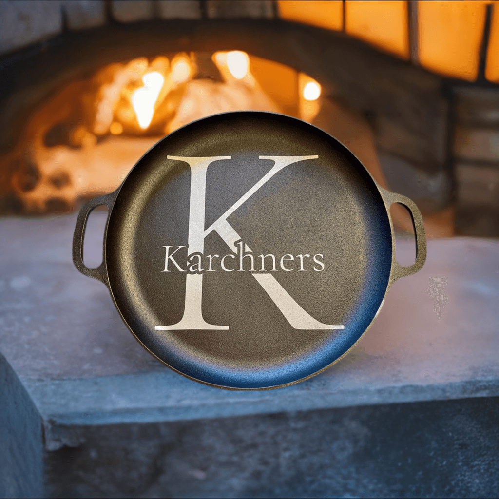 Custom Cast Iron Skillet with engraved family recipe