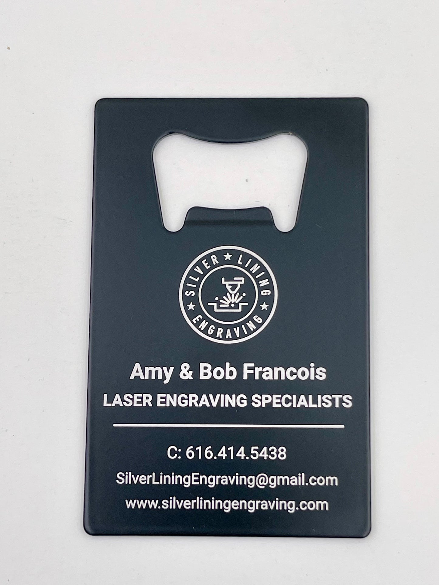Stainless steel laser engraved bottle opener business cards