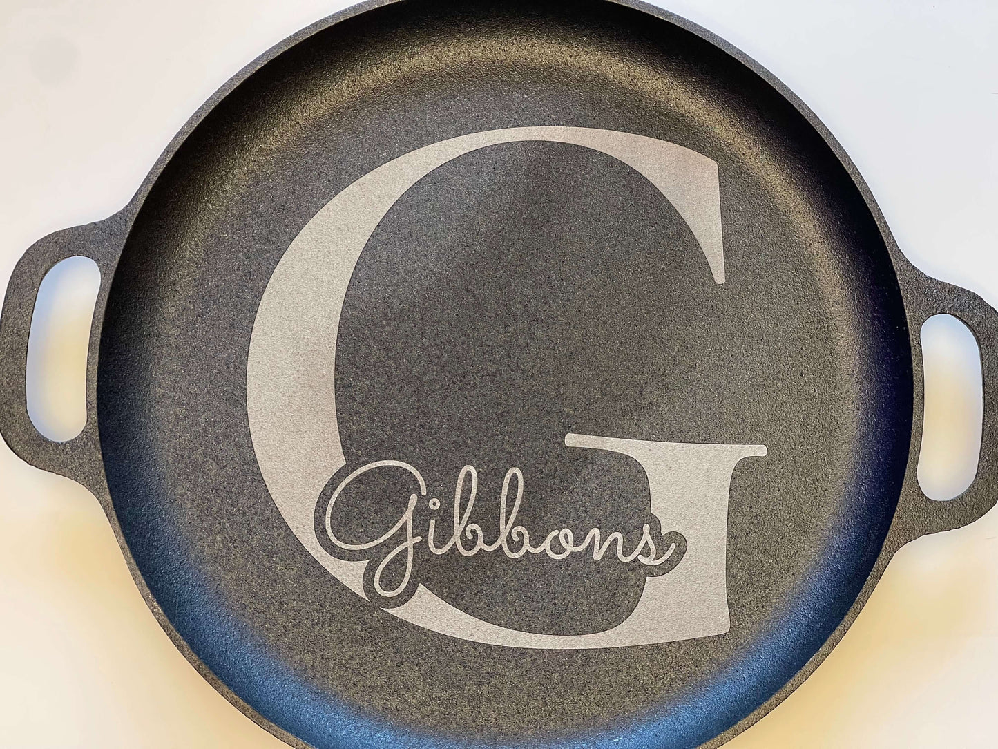 Custom Cast Iron Skillet with engraved family recipe