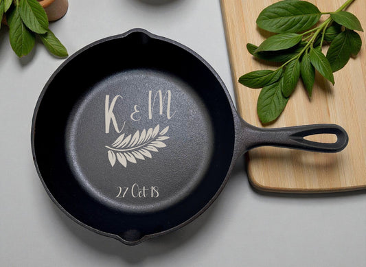 Lodge 13.25" Long Handle Cast Iron Pan, Custom Laser Engraved