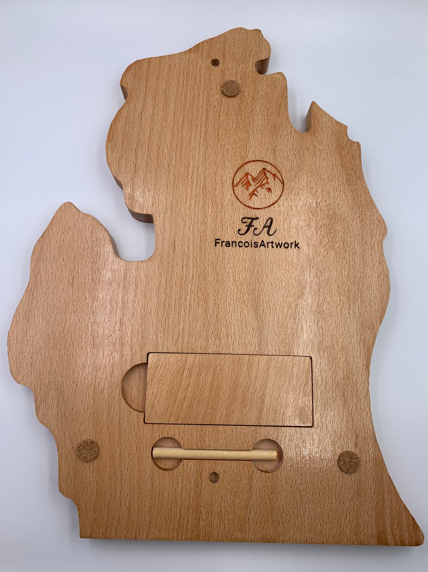 Custom engraved Michigan state shaped cribbage board