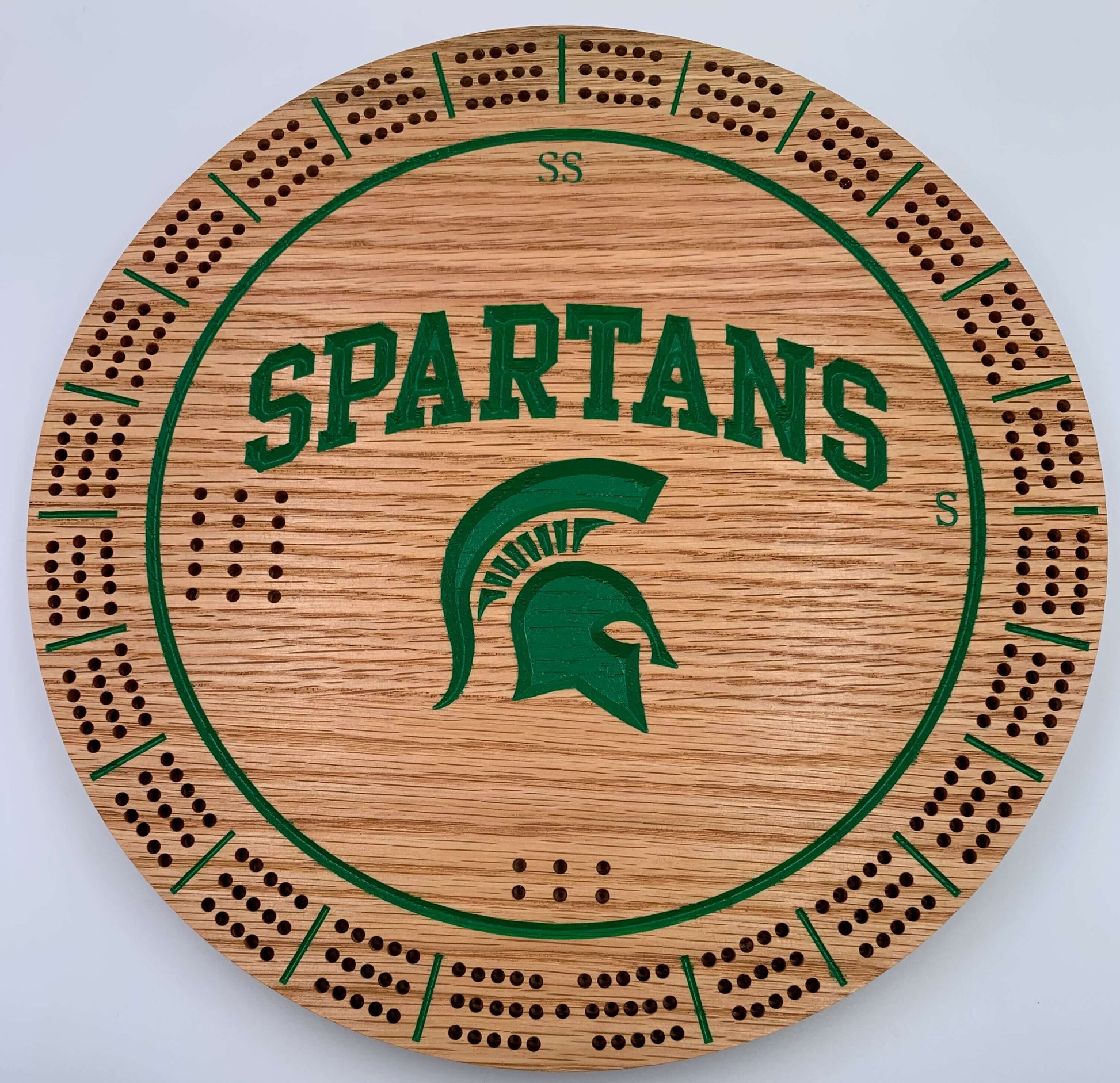 Custom engraved cribbage board Michigan State