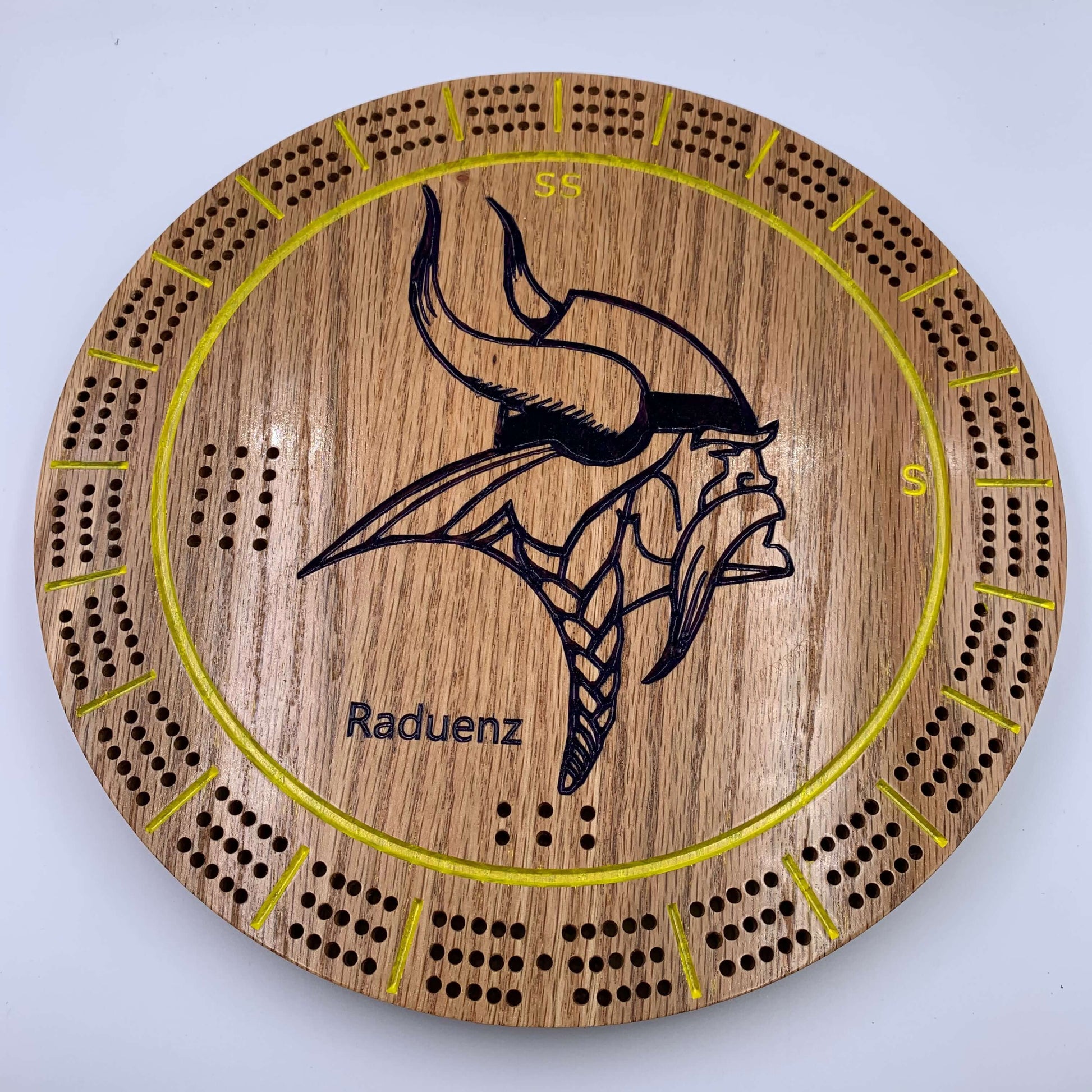 Custom engraved cribbage board Minnesota Vikings