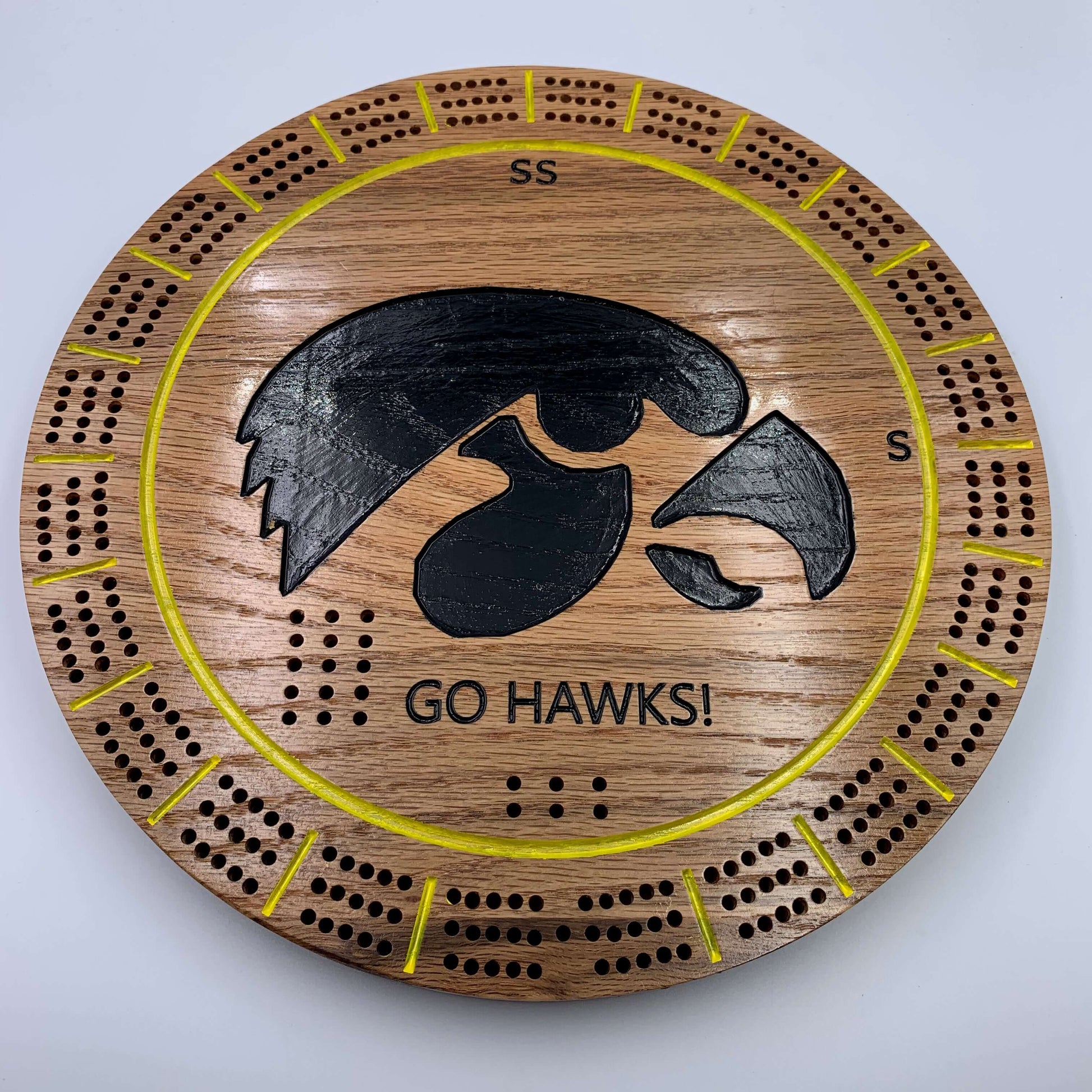 Custom engraved cribbage board University of Iowa