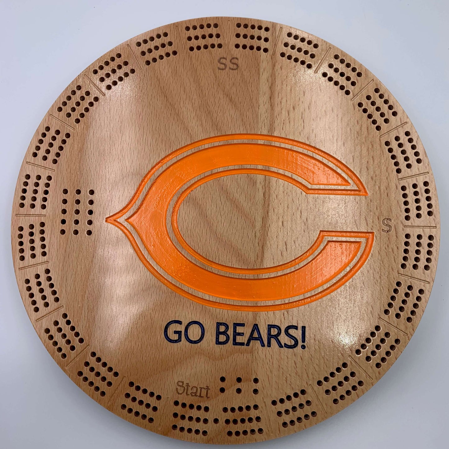 Custom engraved cribbage board Chicago Bears