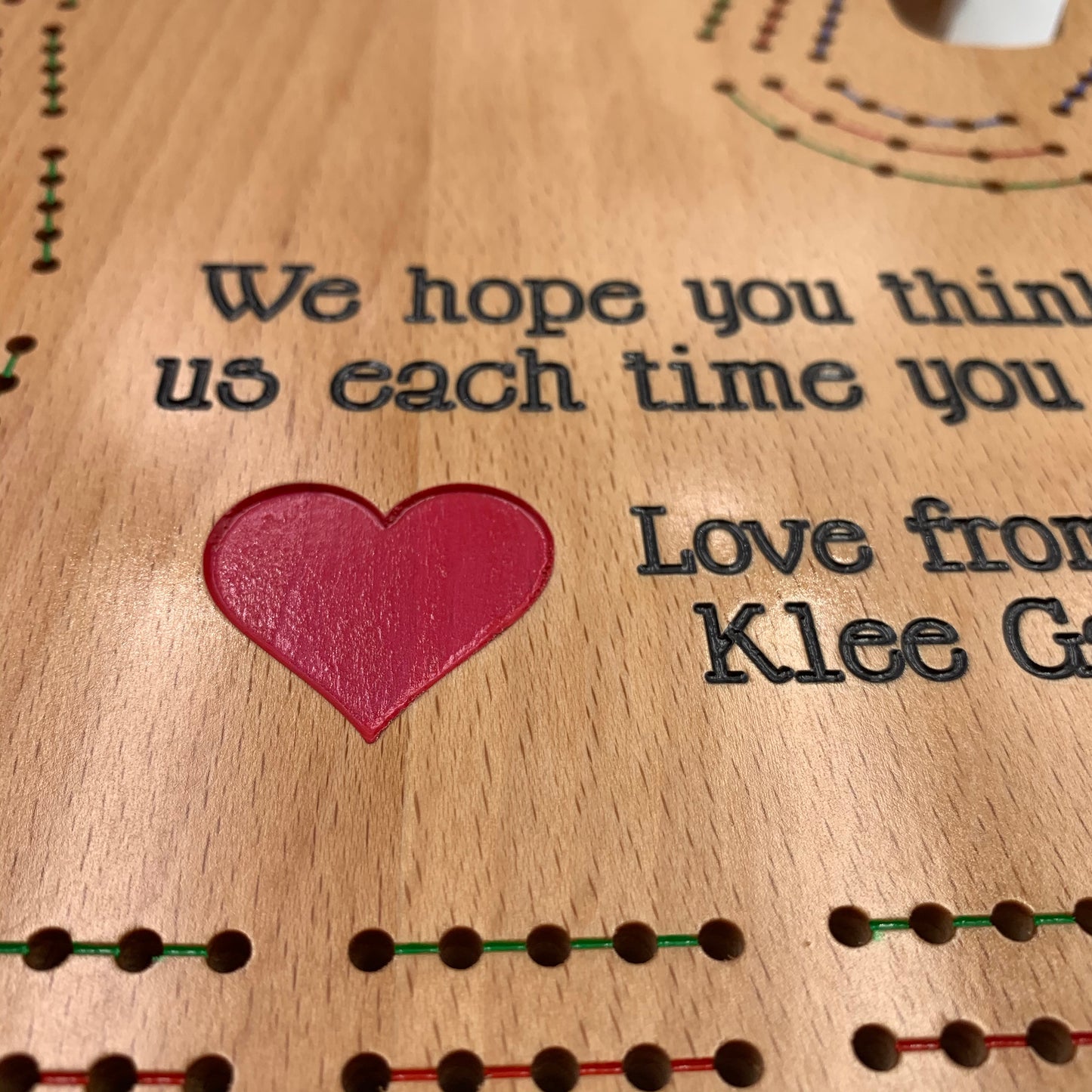 Custom engraved Michigan state shaped cribbage board