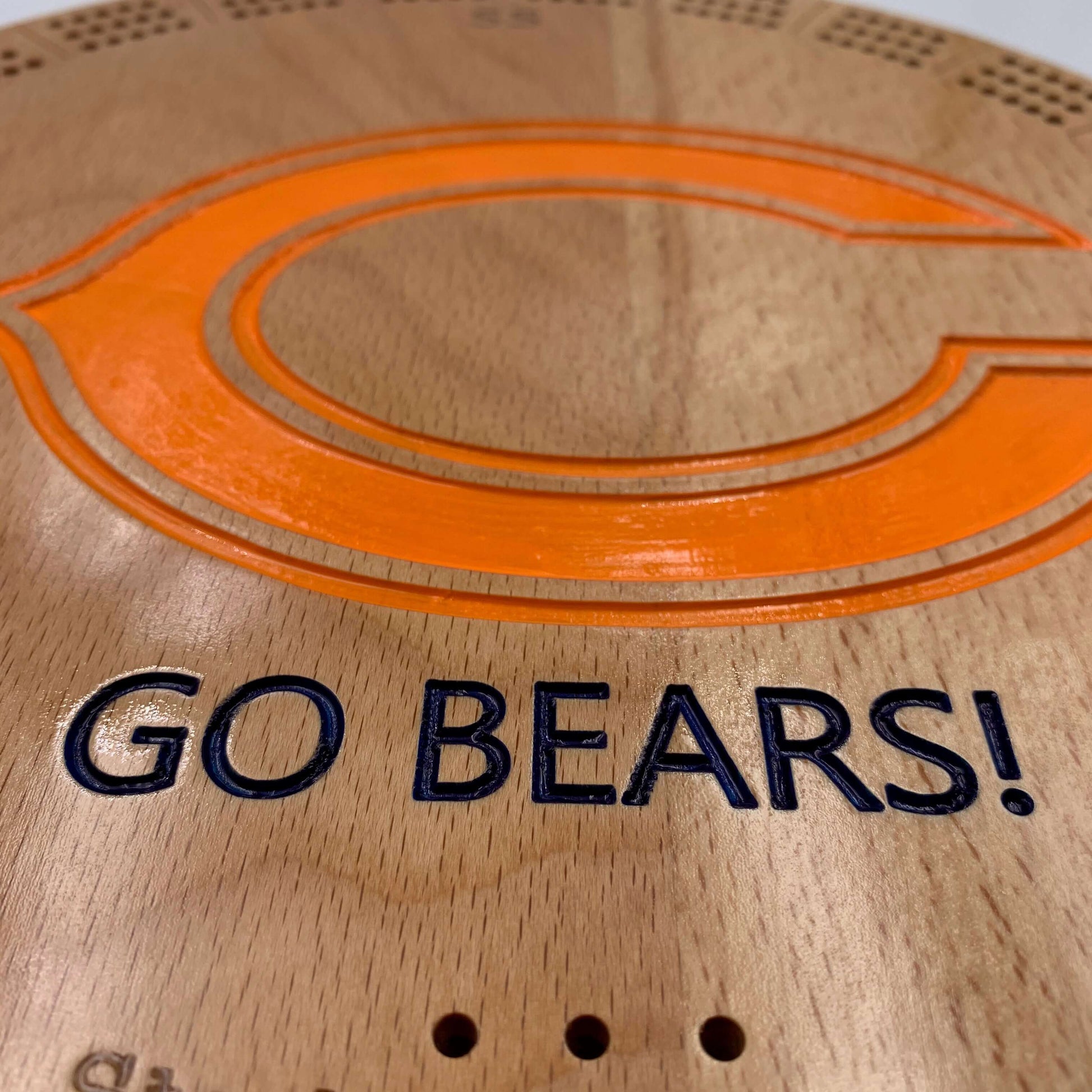 Custom engraved cribbage board Chicago Bears