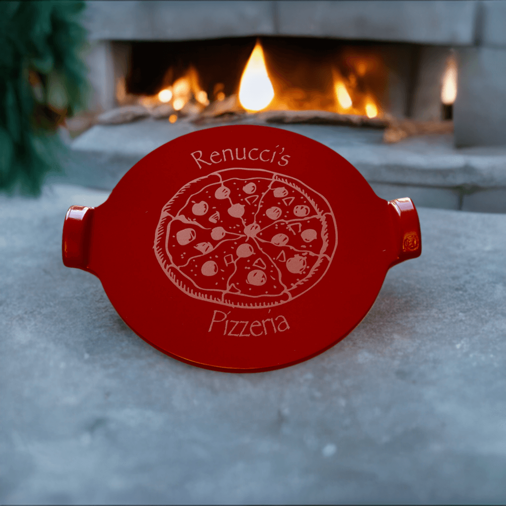 14" Emile Henry Pizza Stone, Luxurious Custom Laser Engraved