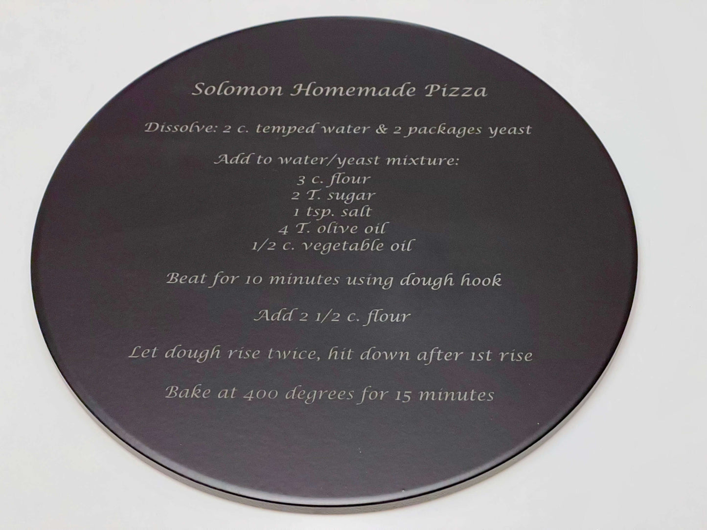 Personalized Black Laser Engraved Pizza Stone