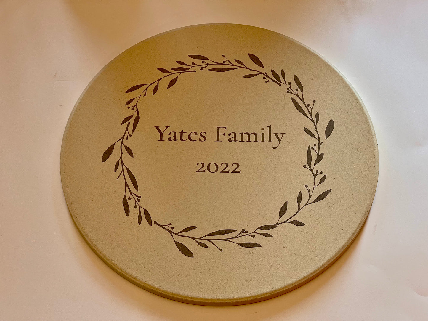 Personalized Tan Laser Engraved Pizza Stone