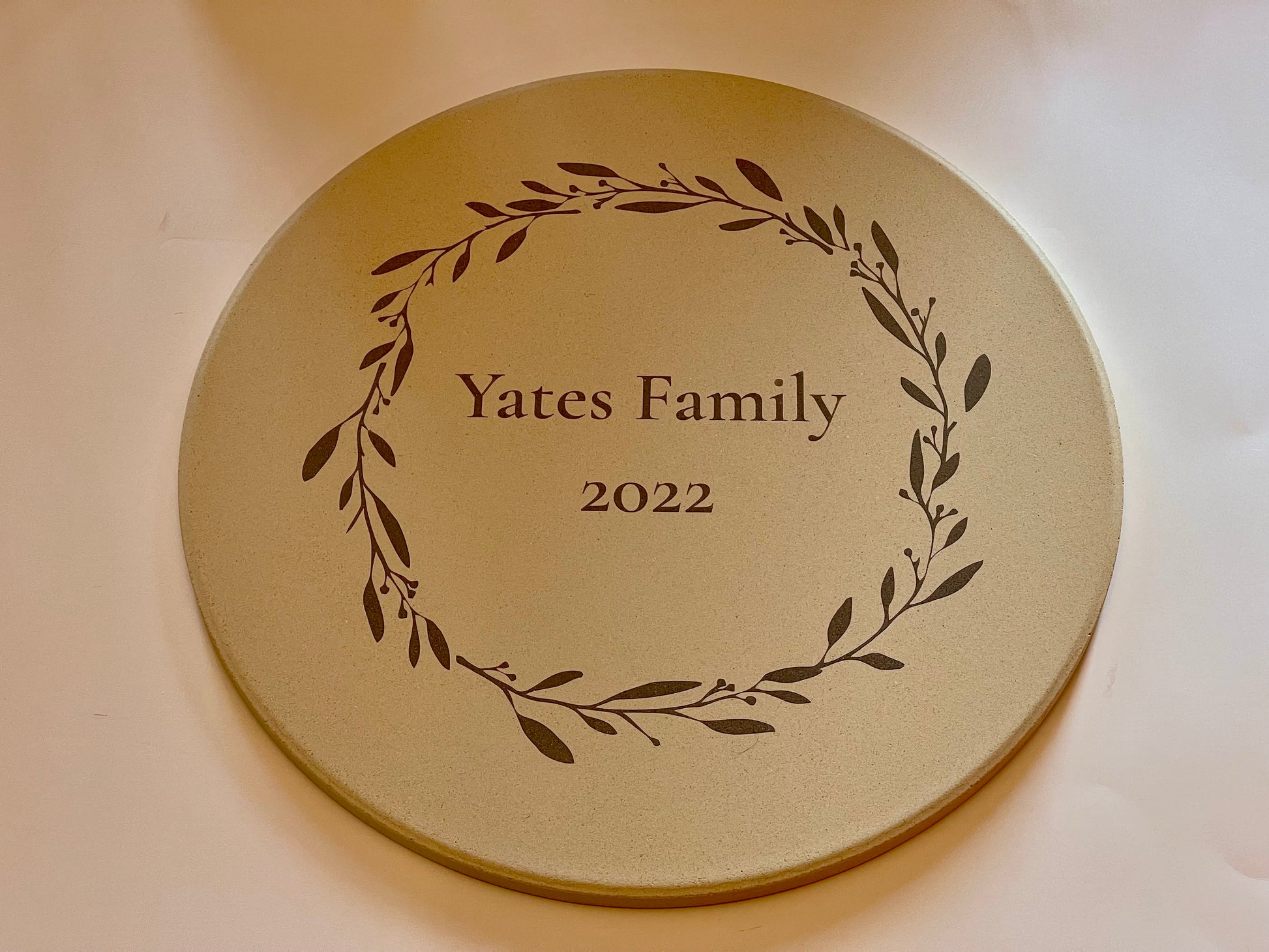 Personalized Tan Laser Engraved Pizza Stone